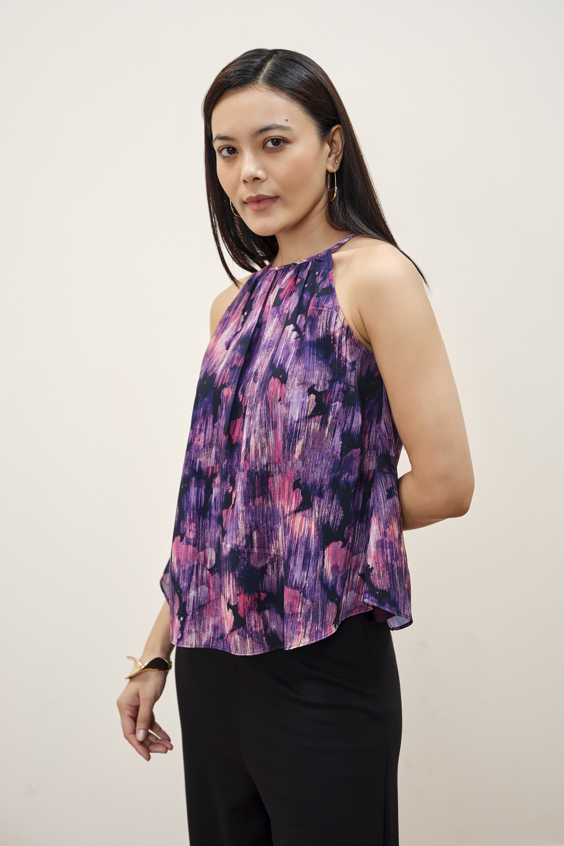 Petula Purple Halter Top, Purple, image 3